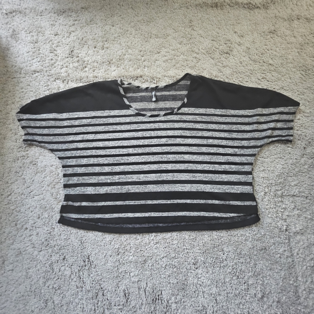 Striped Black and Gray Crop Top
